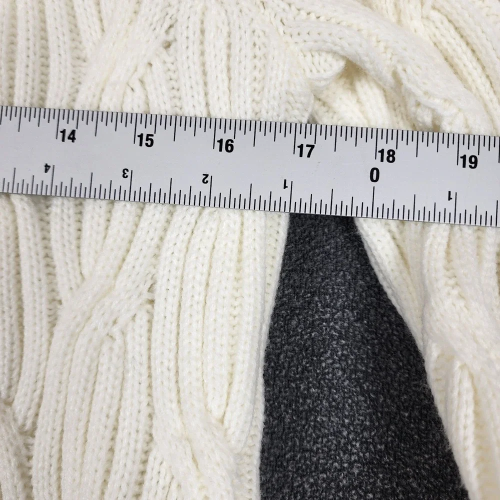 Anthropologie Cold Shoulder Cable Knit Sweater Cream White Wool Blend Small - Picture 4 of 11